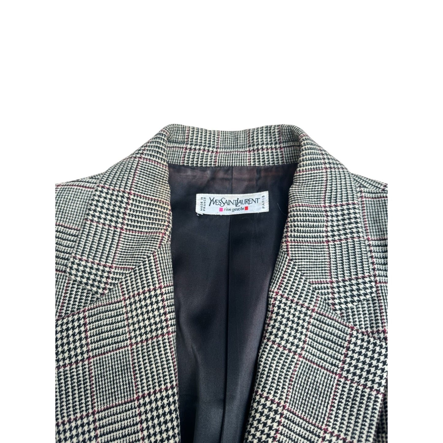 Vintage Grey Checkered Wool Blazer