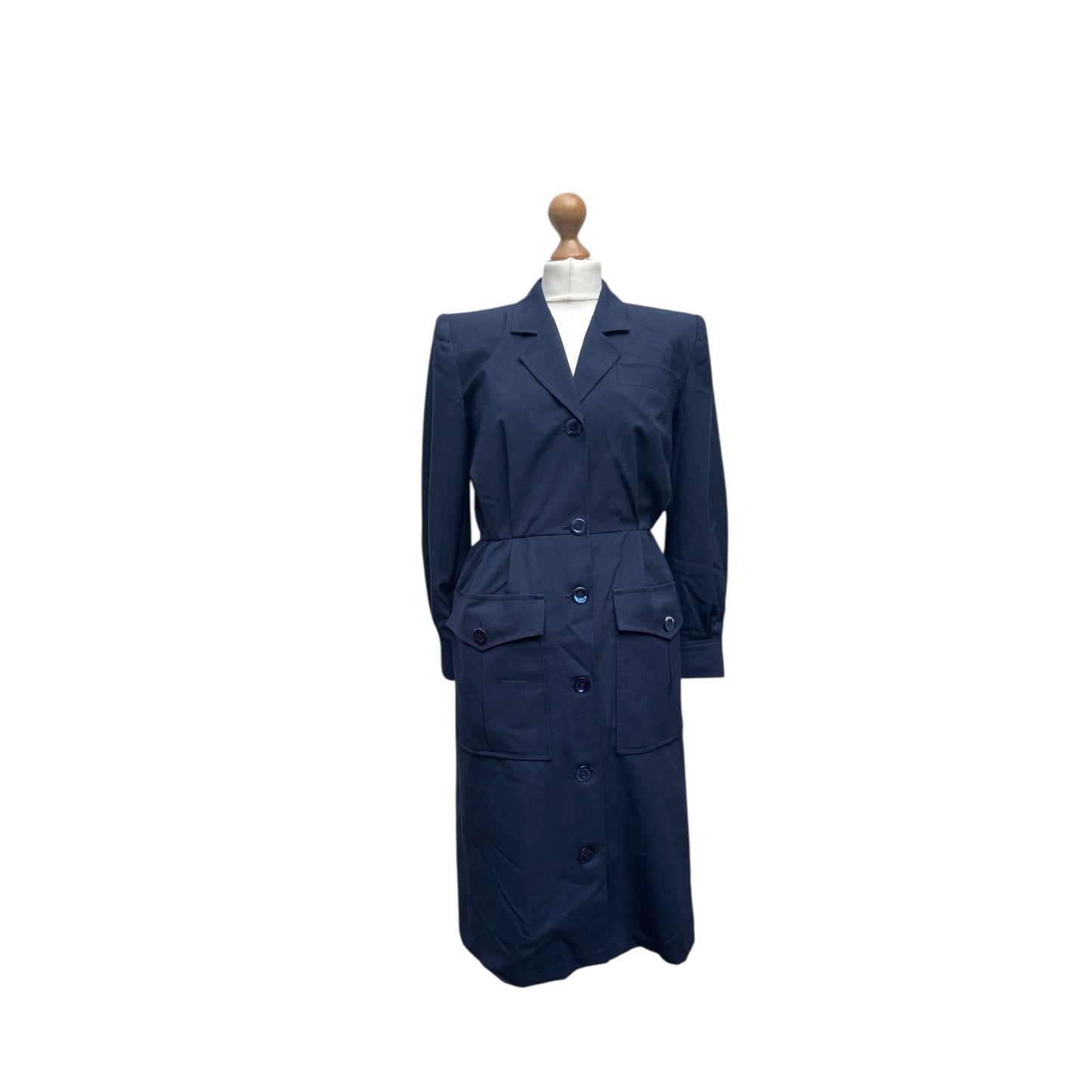 Navy Wool Safari-Inspired Dress