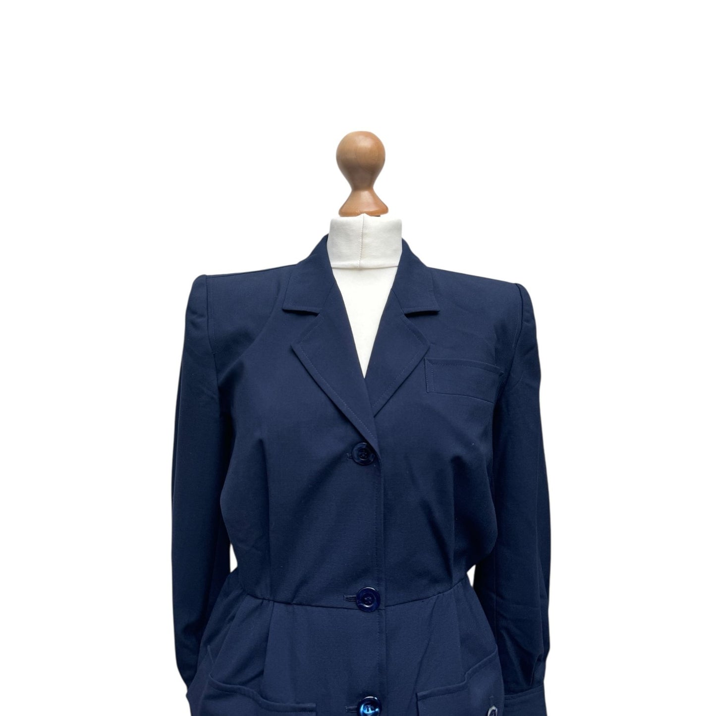 Navy Wool Safari-Inspired Dress
