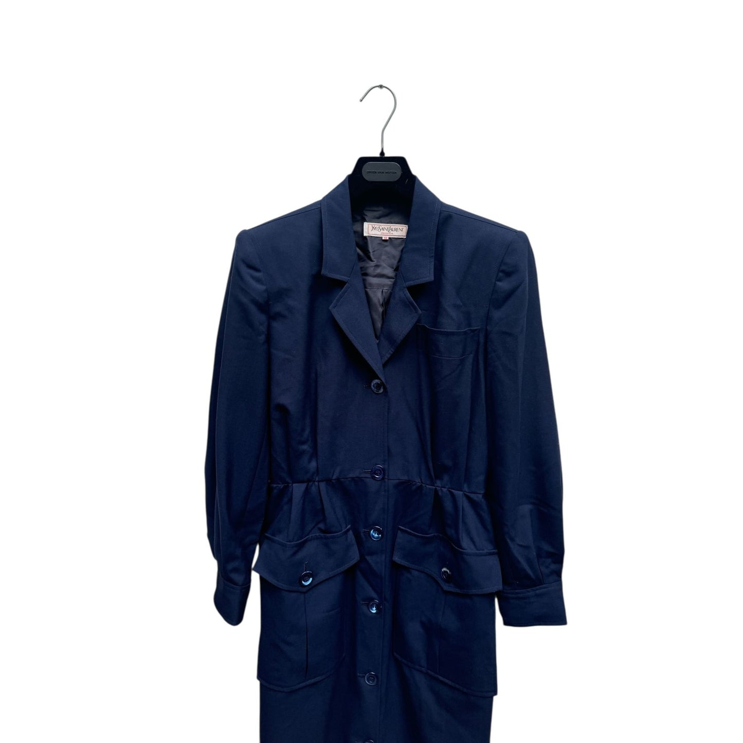 Navy Wool Safari-Inspired Dress