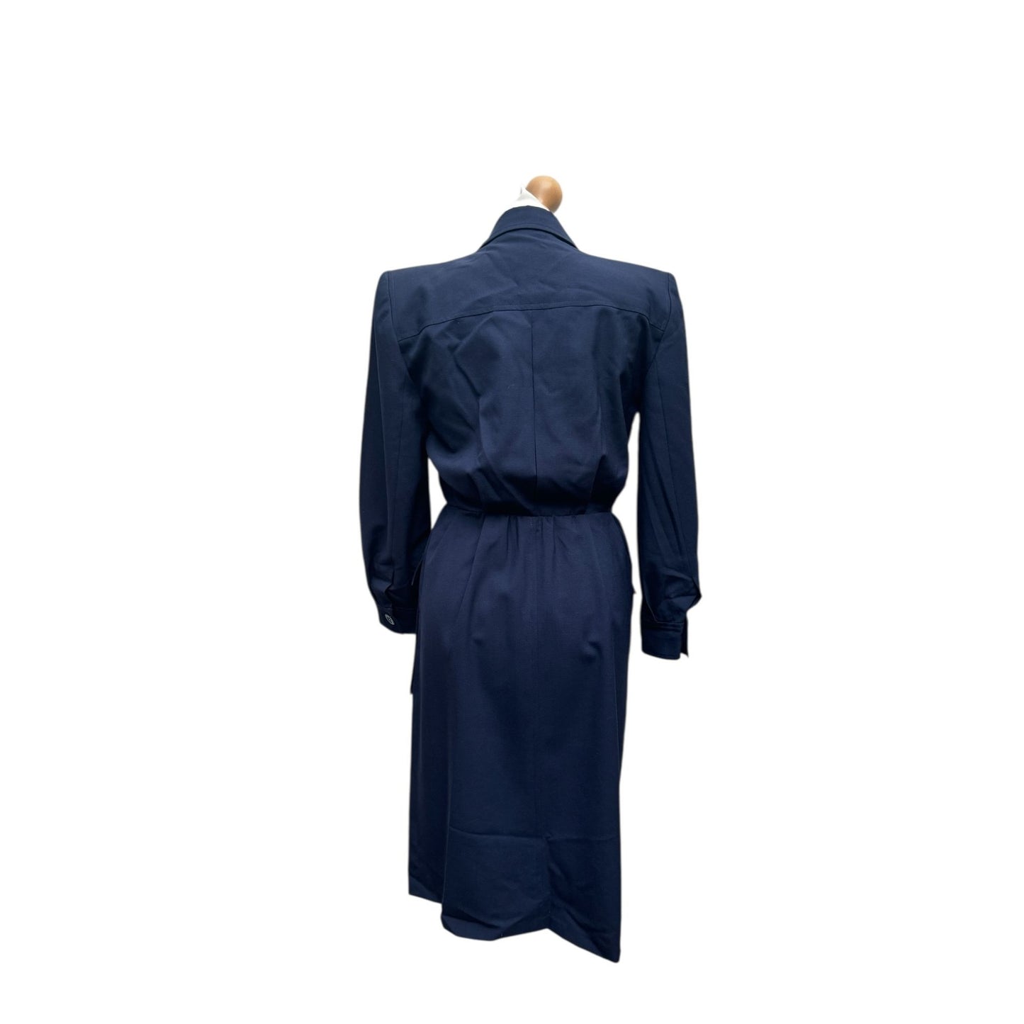 Navy Wool Safari-Inspired Dress