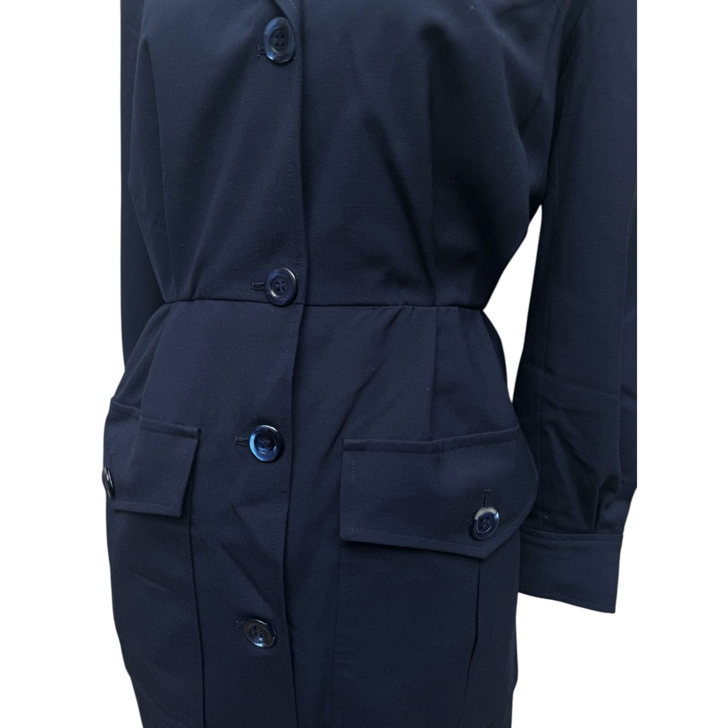 Navy Wool Safari-Inspired Dress