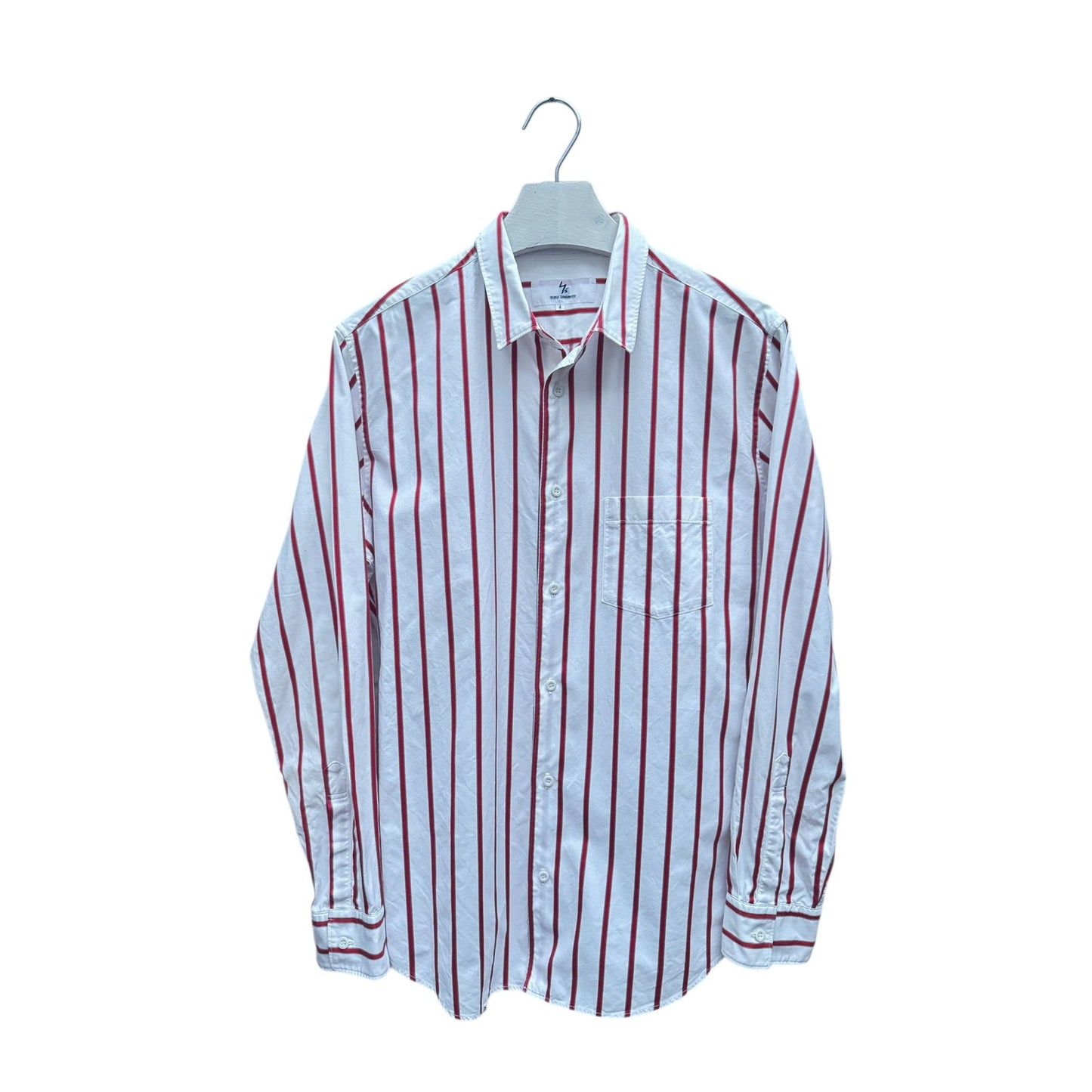 White & Red Vertical Stripe Shirt