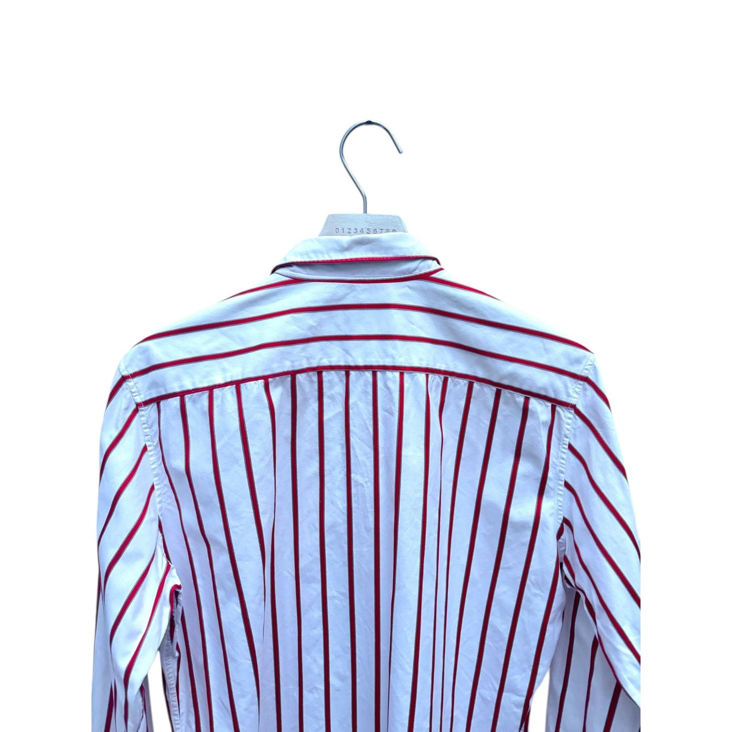White & Red Vertical Stripe Shirt