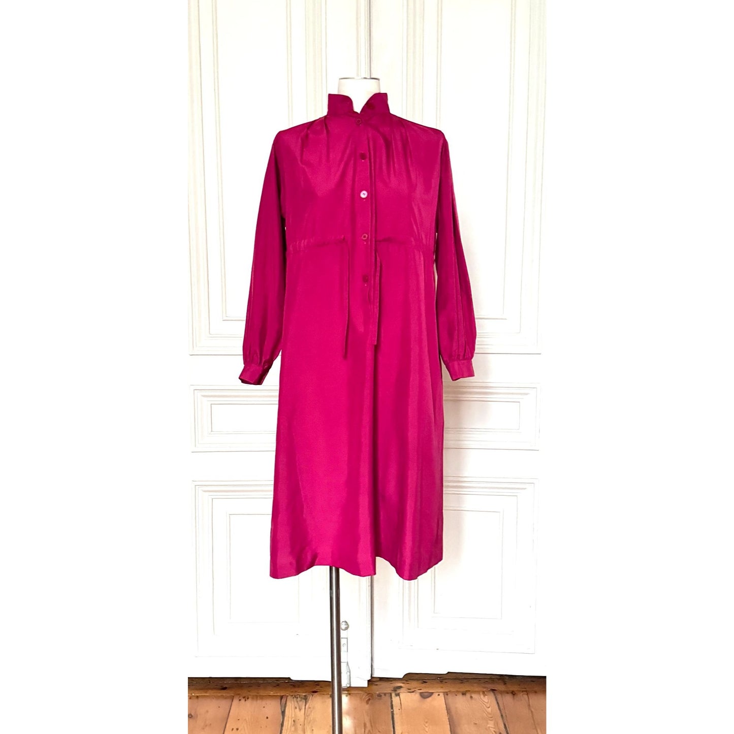 Late 1970s Burgundy Silk Dress 