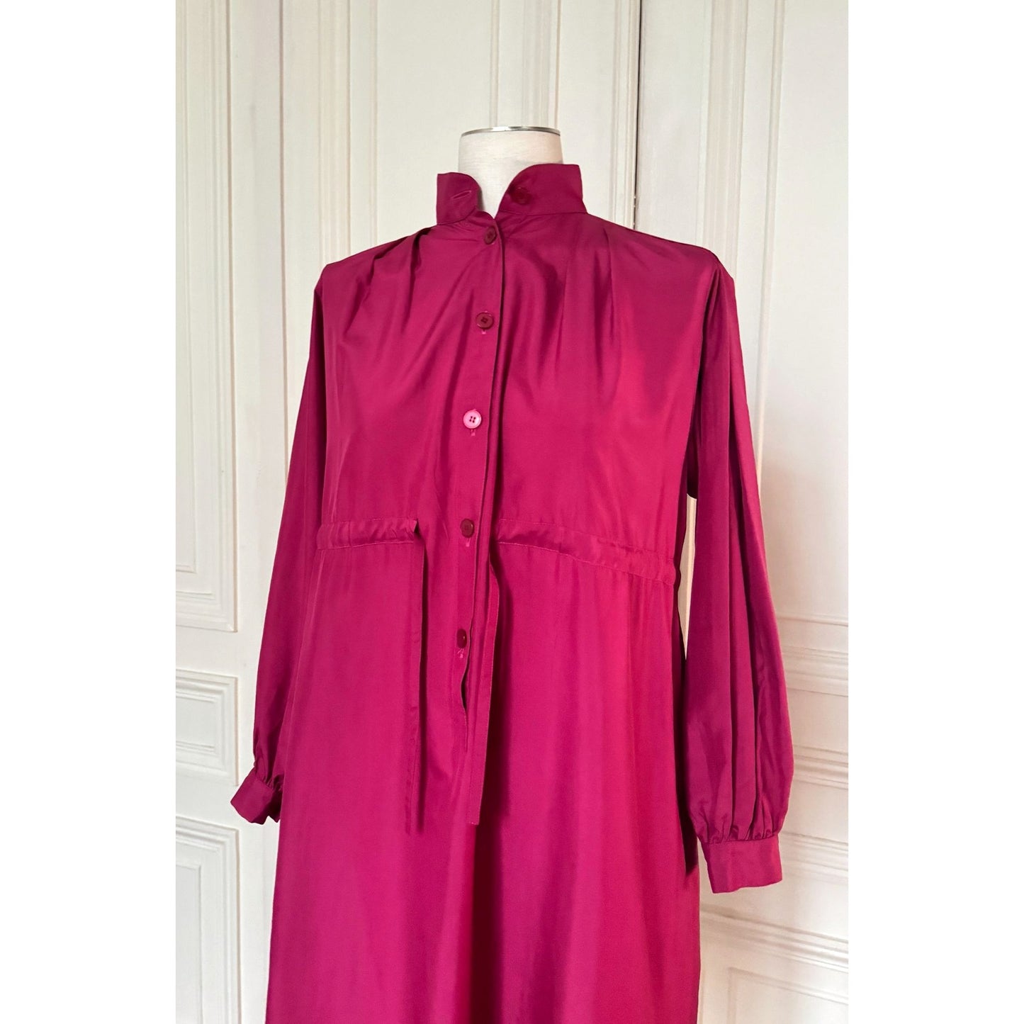 Late 1970s Burgundy Silk Dress 