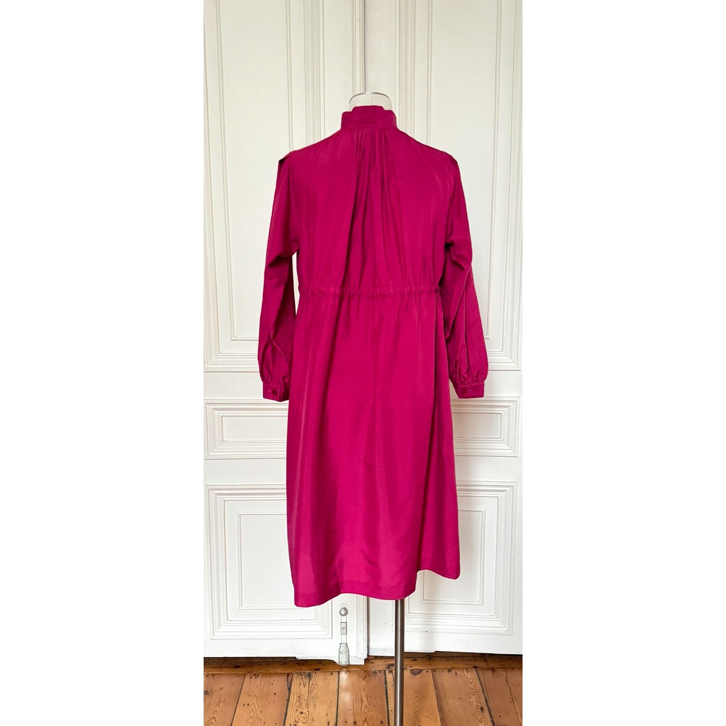 Late 1970s Burgundy Silk Dress 