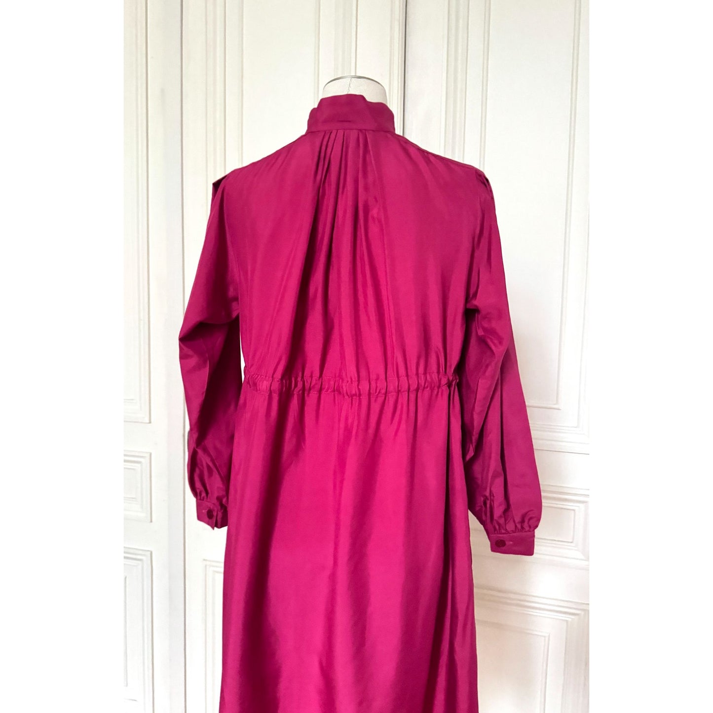 Late 1970s Burgundy Silk Dress 