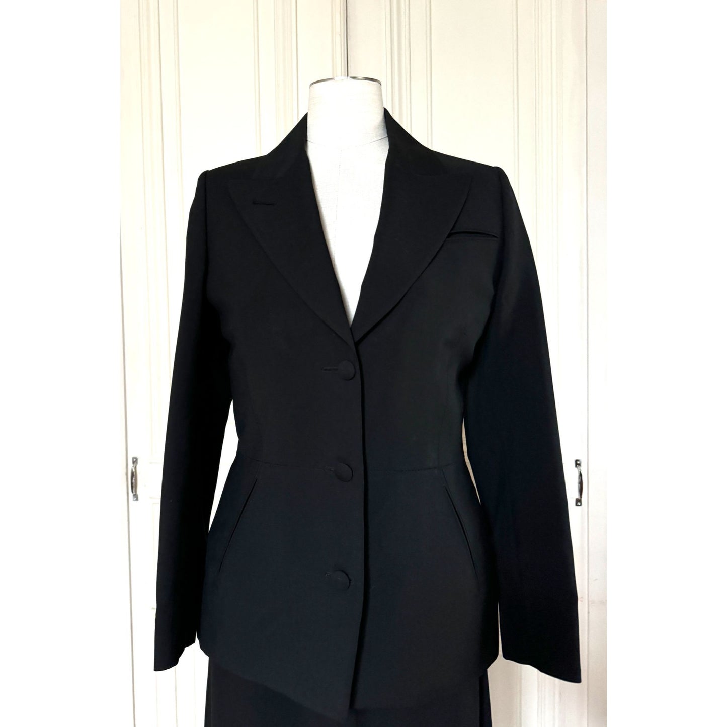 Vintage Black Wool Tailored Blazer