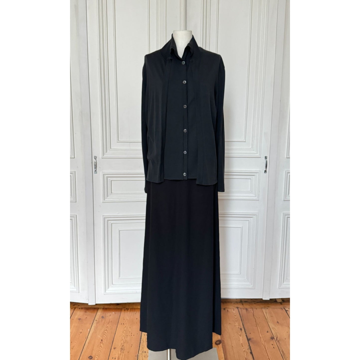 Hermes  by Martin Margiela  Black Cotton Cardigan / Shirt-Cardigan 