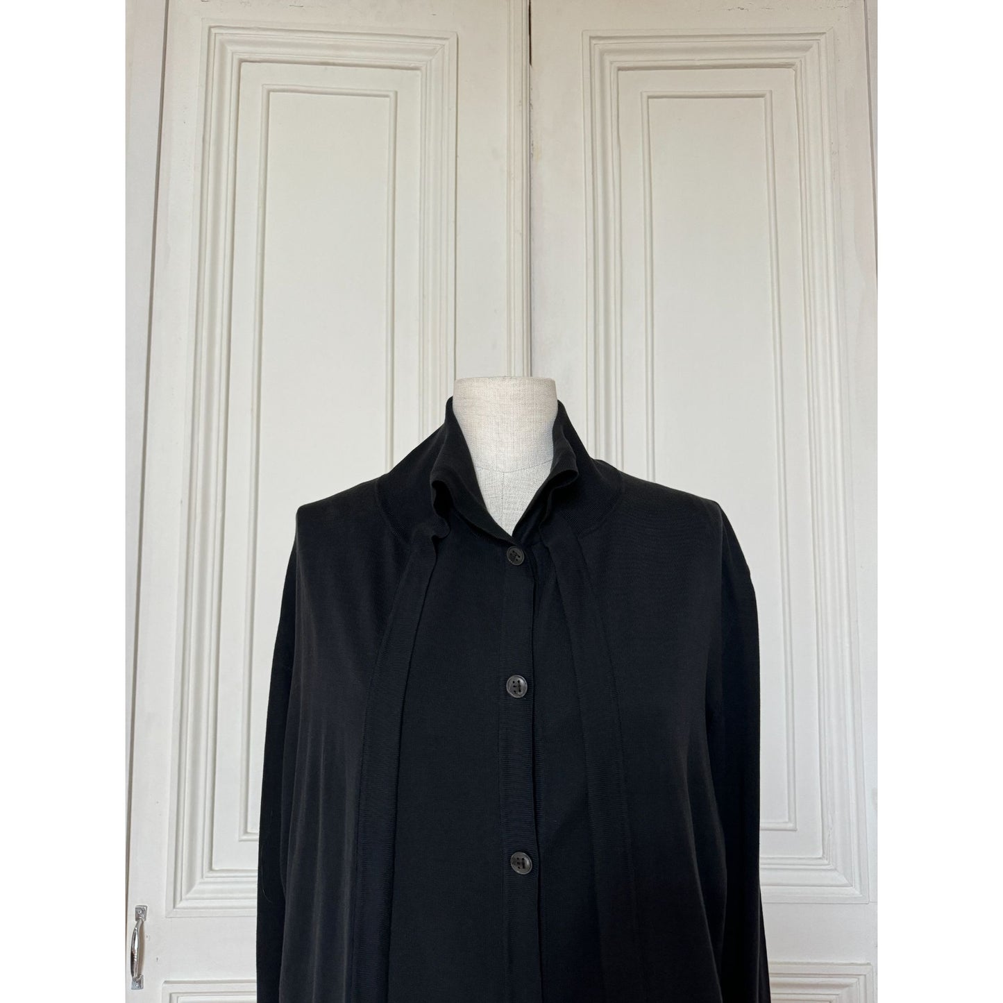 Hermes  by Martin Margiela  Black Cotton Cardigan / Shirt-Cardigan 