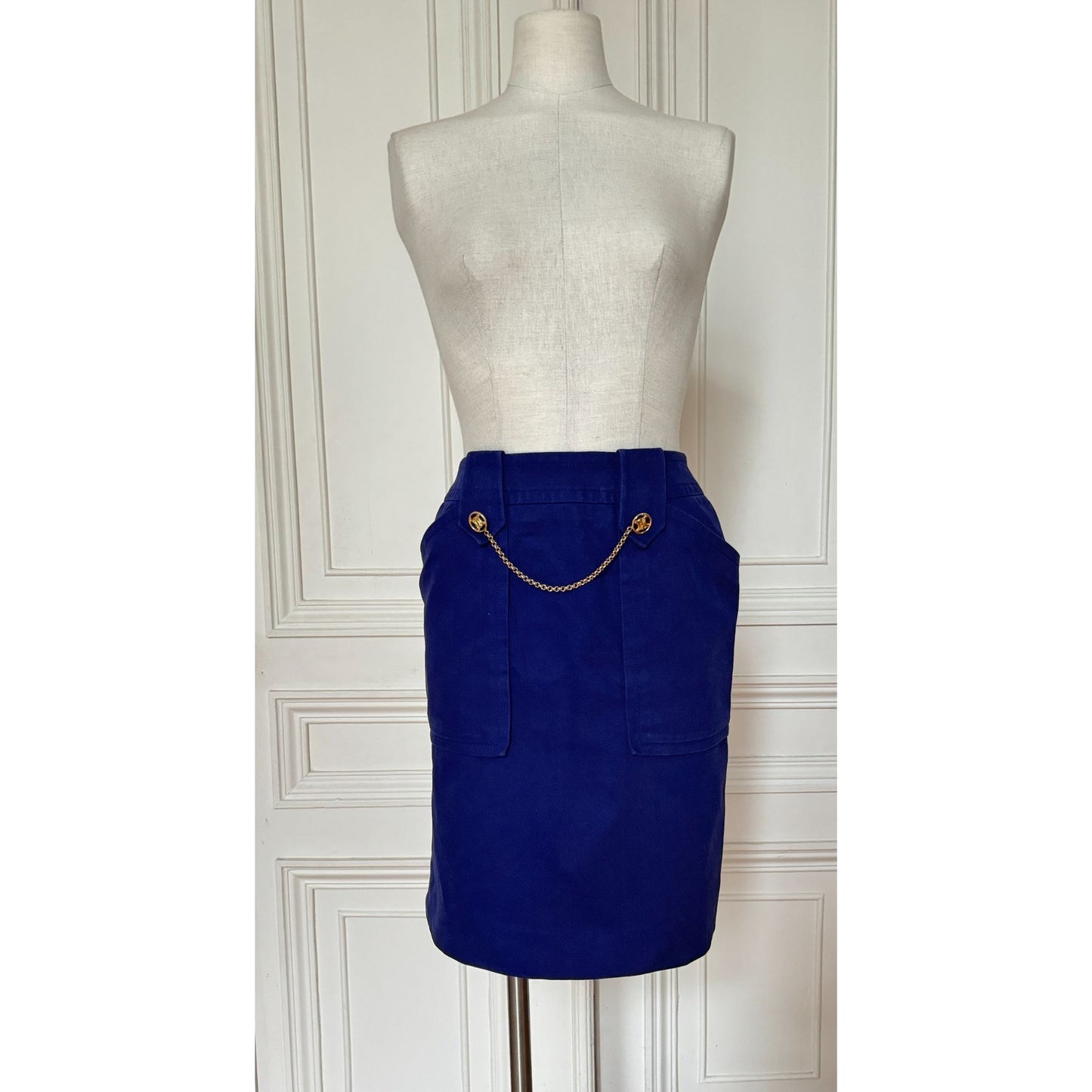 1970s Vintage Blue Cotton Chain Skirt