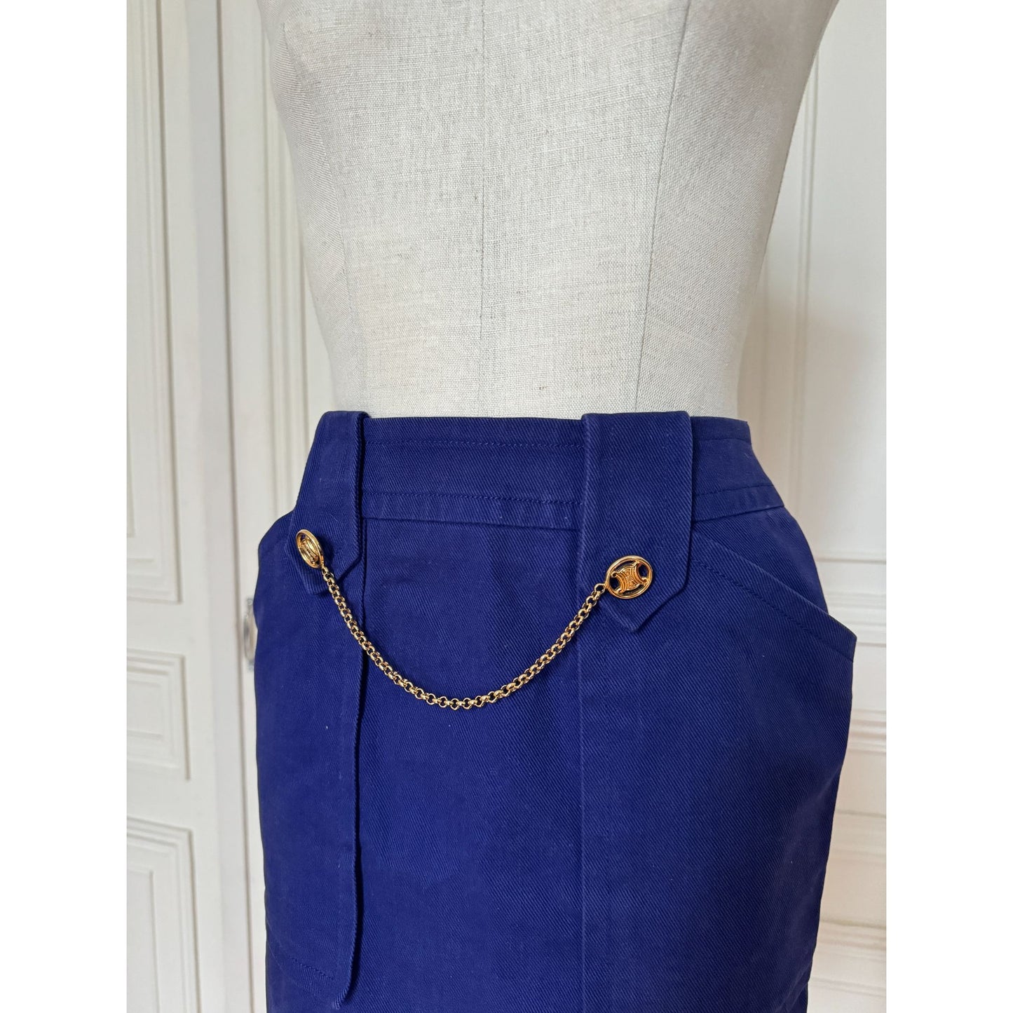 1970s Vintage Blue Cotton Chain Skirt