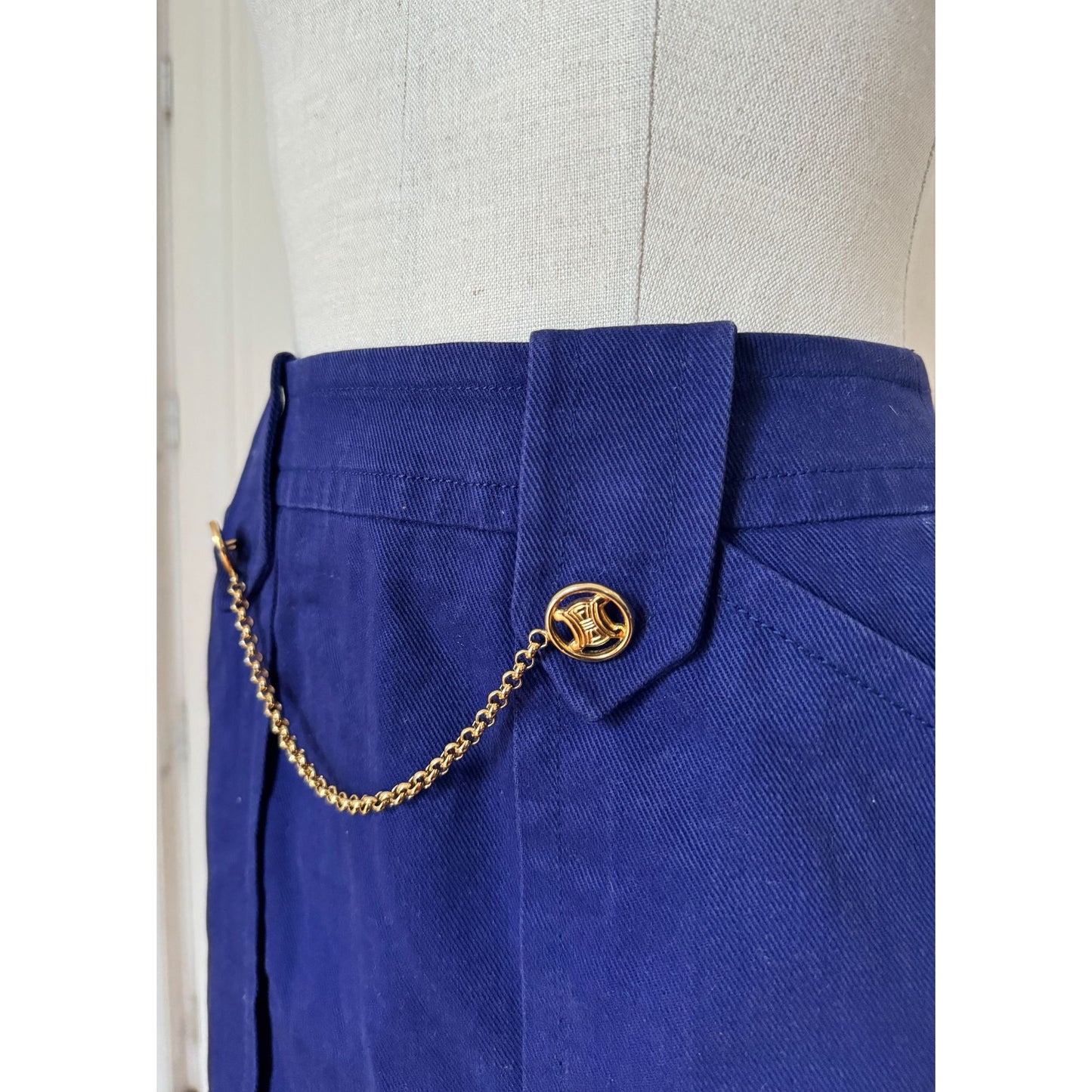 1970s Vintage Blue Cotton Chain Skirt