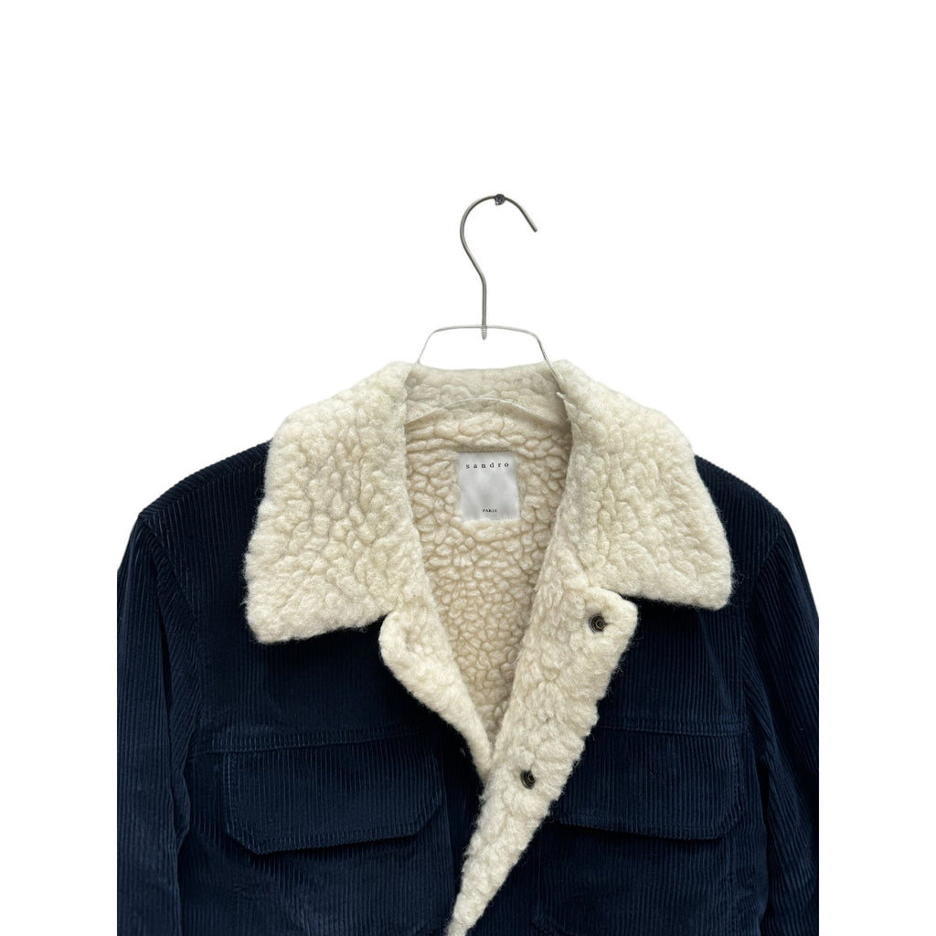 Dark Navy Corduroy Real Shearling Jacket