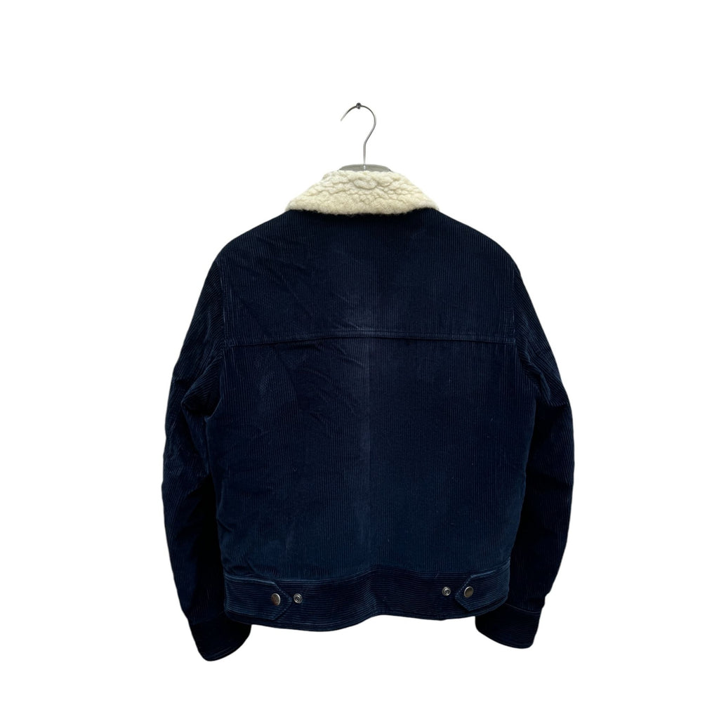 Dark Navy Corduroy Real Shearling Jacket