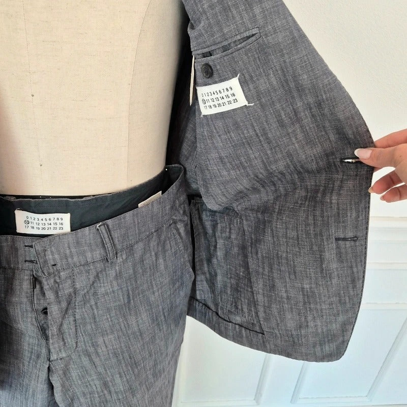 SS 2005 Grey Cotton Linen-Look Suit 