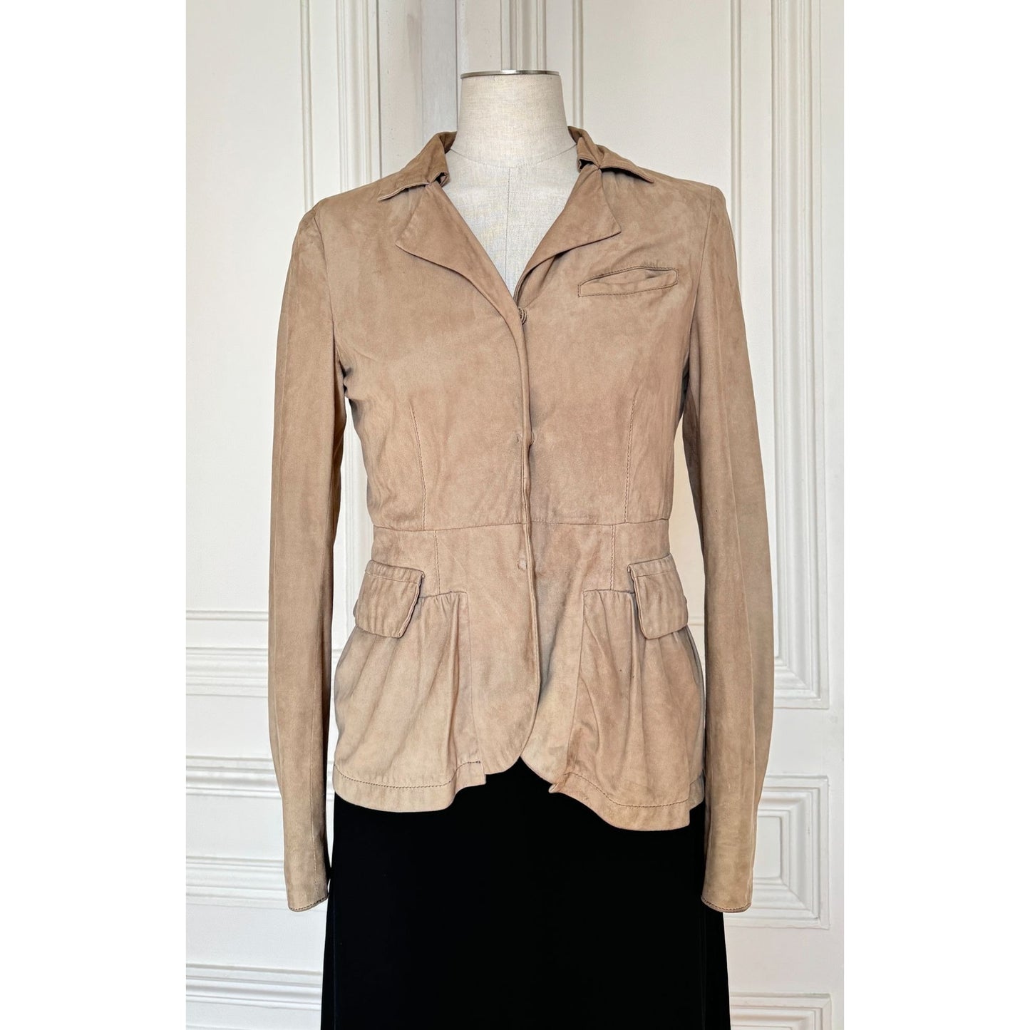 SS 2006 Runway Beige Suede Leather Fitted Jacket