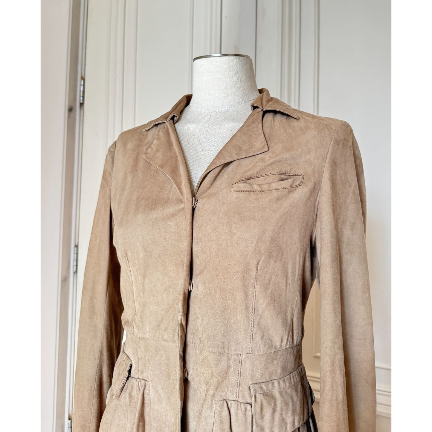 SS 2006 Runway Beige Suede Leather Fitted Jacket