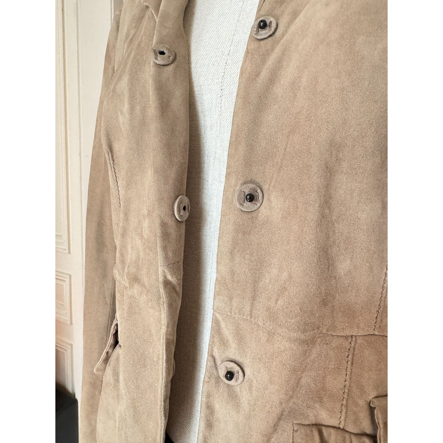 SS 2006 Runway Beige Suede Leather Fitted Jacket