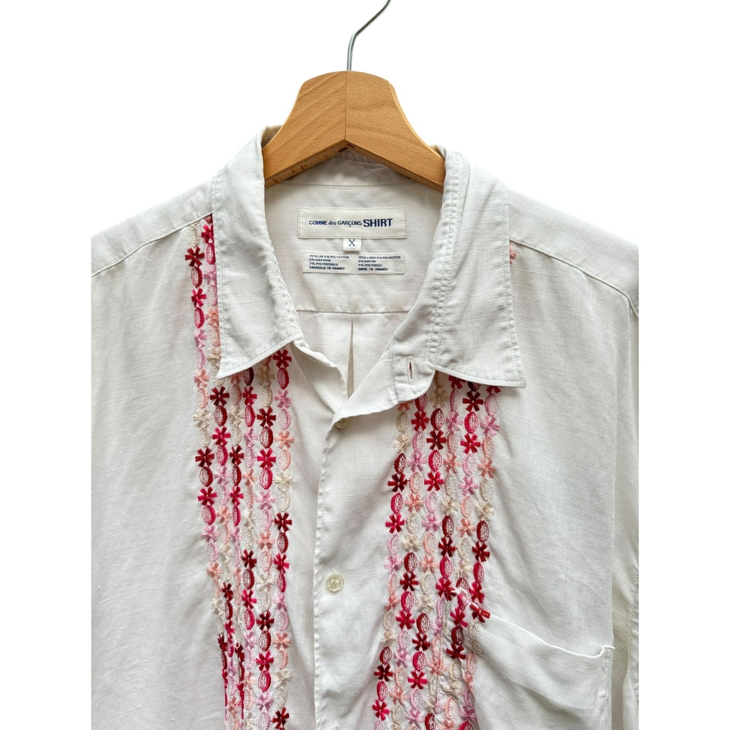 White Linen Embroidered Shirt 