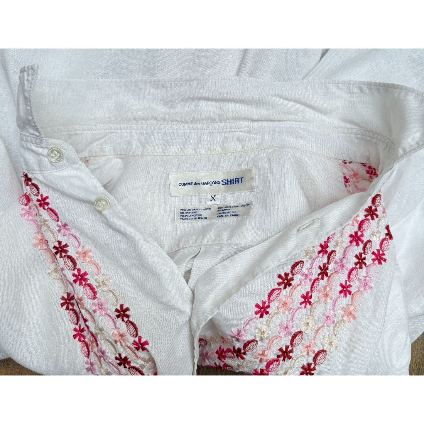 White Linen Embroidered Shirt 