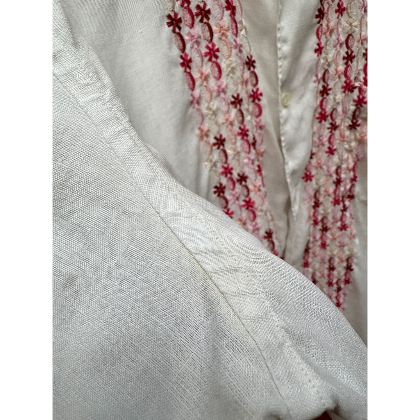 White Linen Embroidered Shirt 