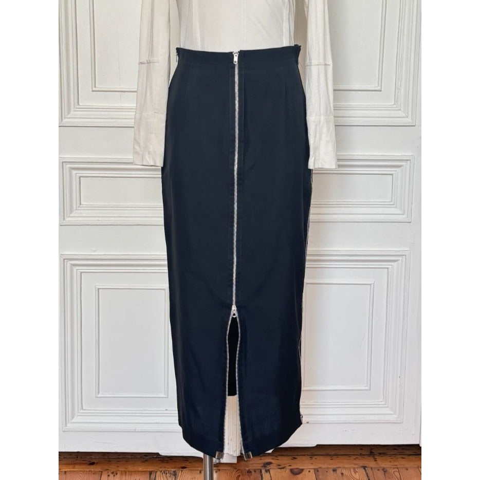Martin Margiela FW 1990 Dark Navy 4-Zip Skirt