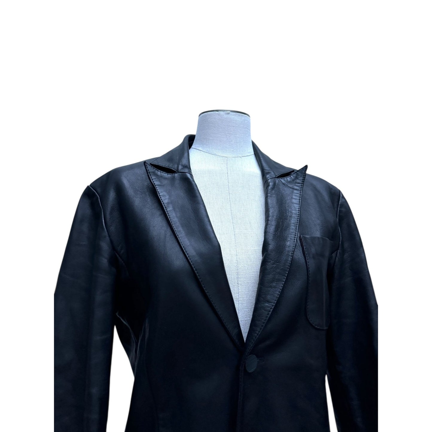 Black Leather Blazer Jacket