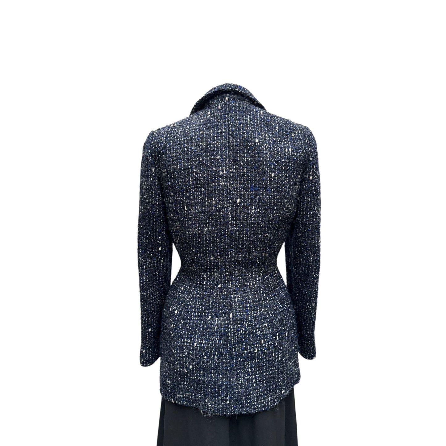 1990s Navy Bouclé Blazer Jacket