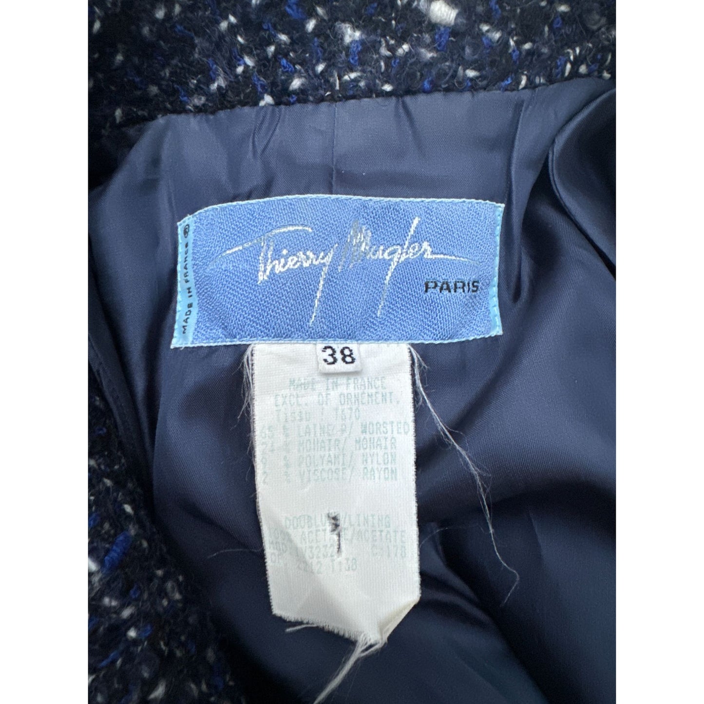 1990s Navy Bouclé Blazer Jacket
