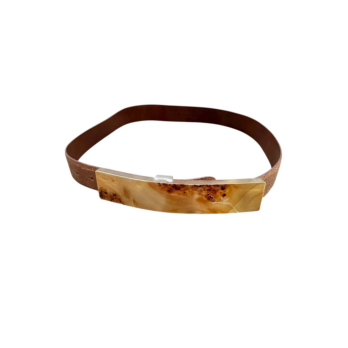 Vintage Belt Vintage Brown Suede Leather with Marbled Resin Buckle