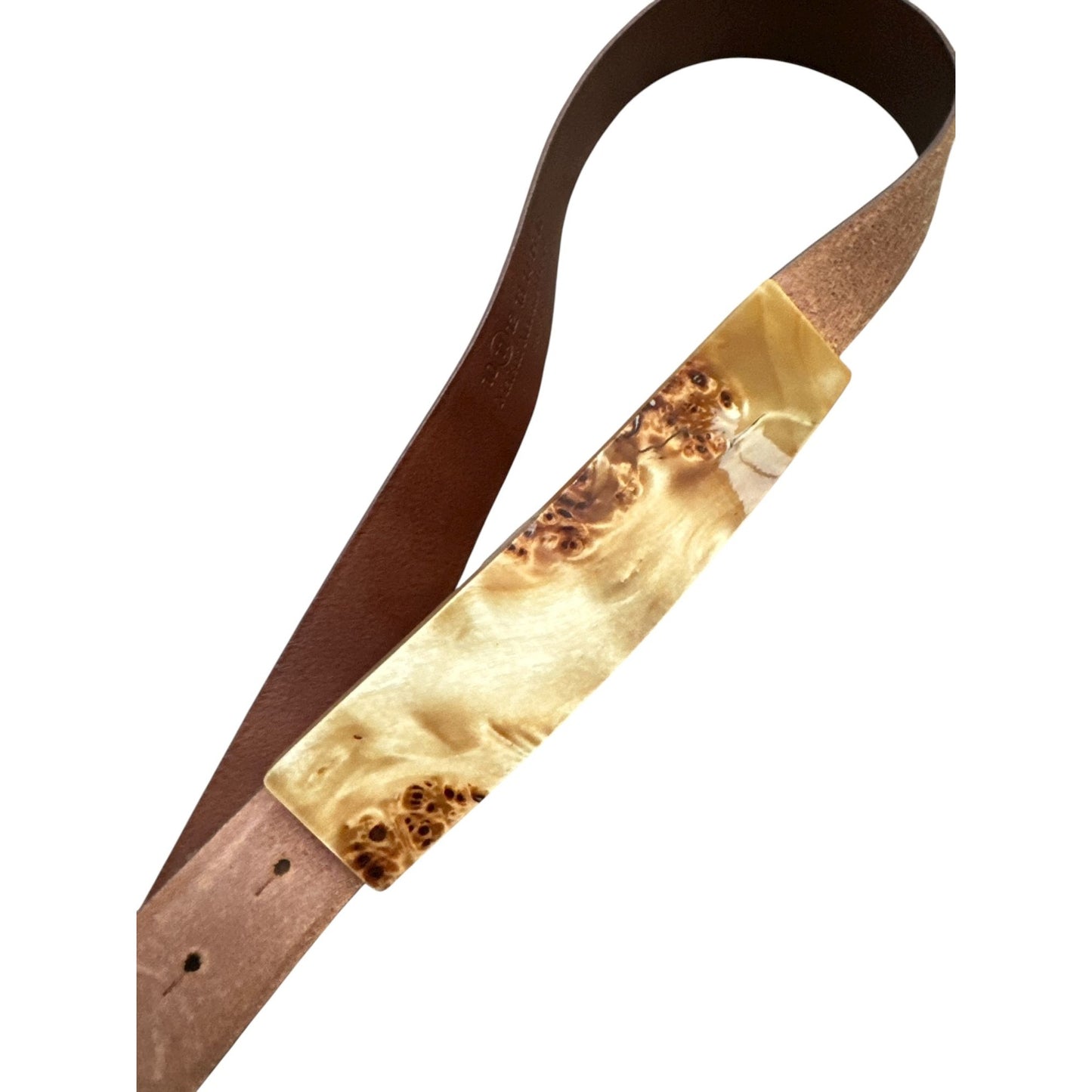 Vintage Belt Vintage Brown Suede Leather with Marbled Resin Buckle