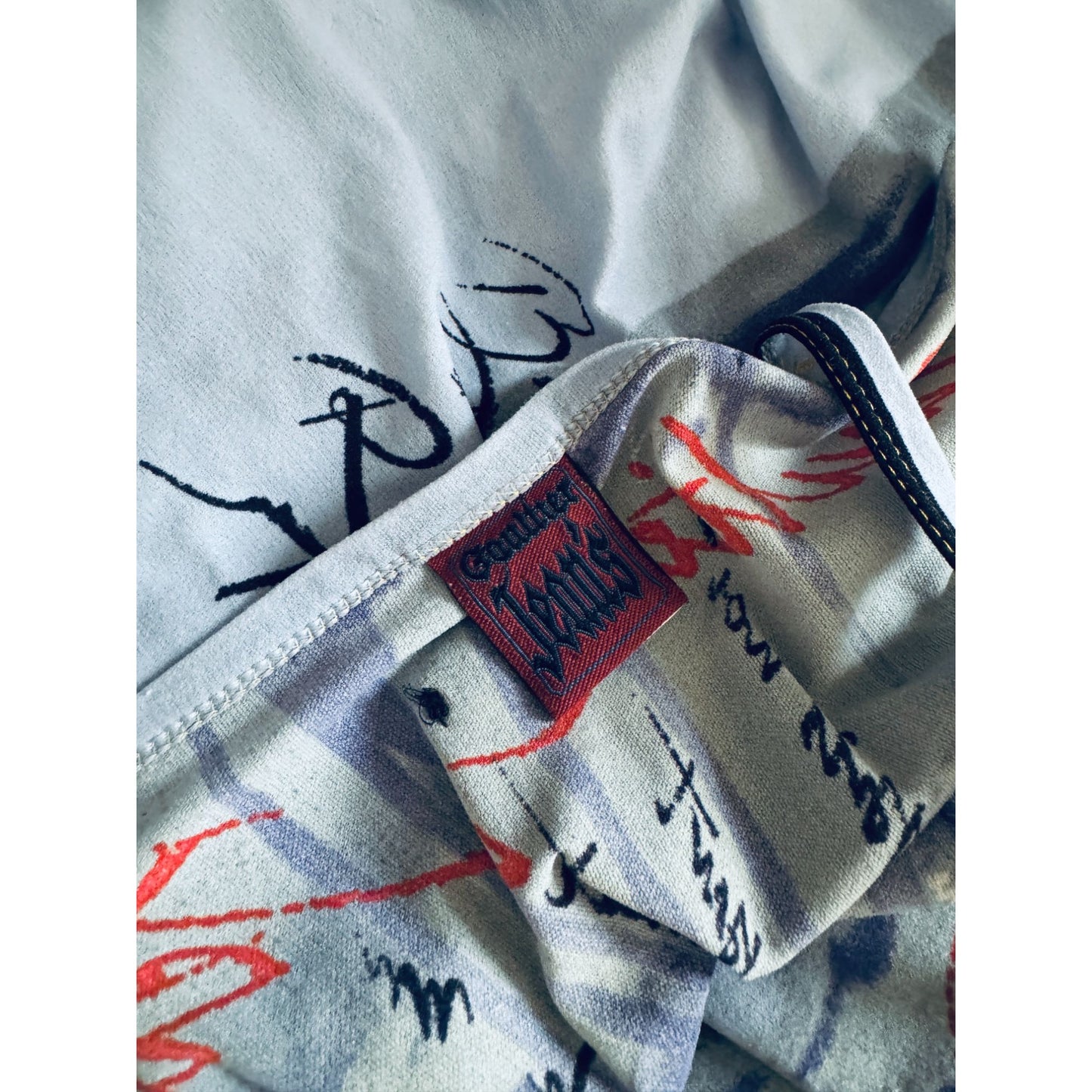Vintage Blue Printed Mesh Slip Dress 