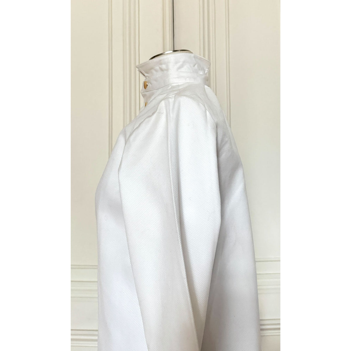 1970s White Cotton High-Collar Shirt