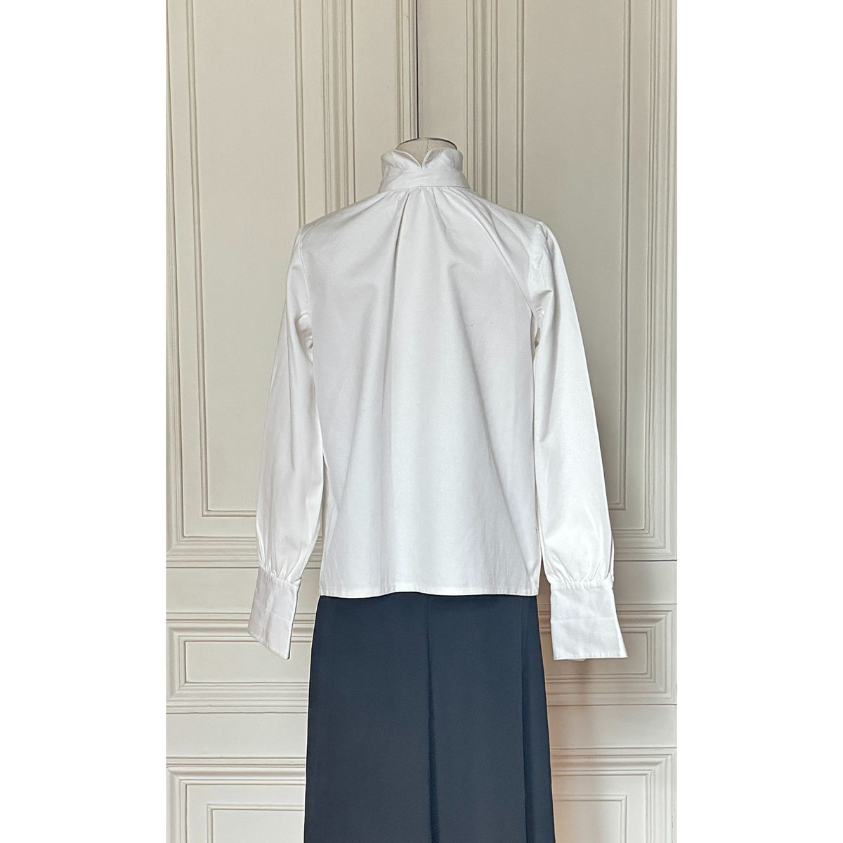 1970s White Cotton High-Collar Shirt