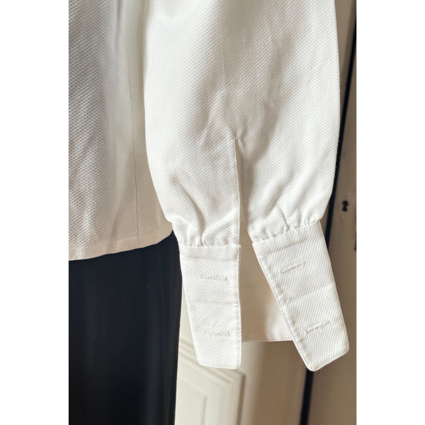 1970s White Cotton High-Collar Shirt