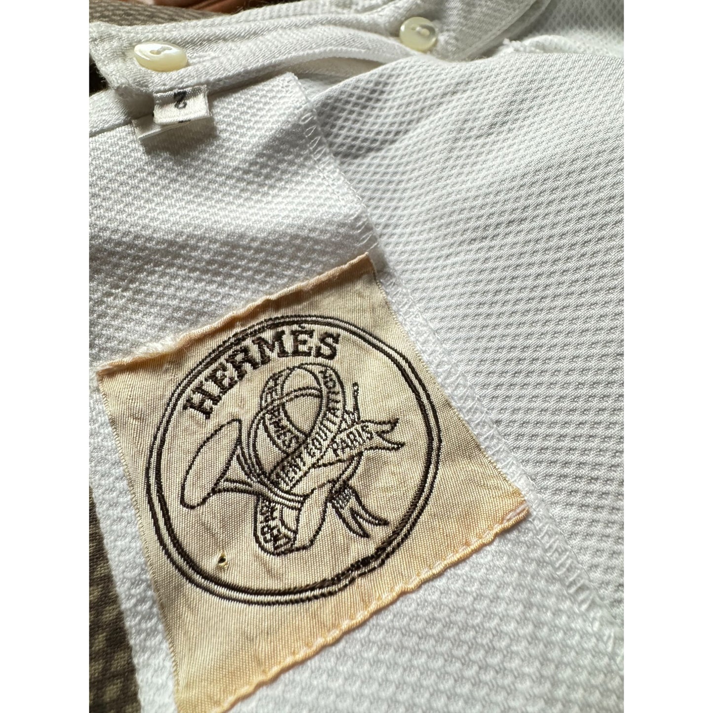 1970s White Cotton High-Collar Shirt