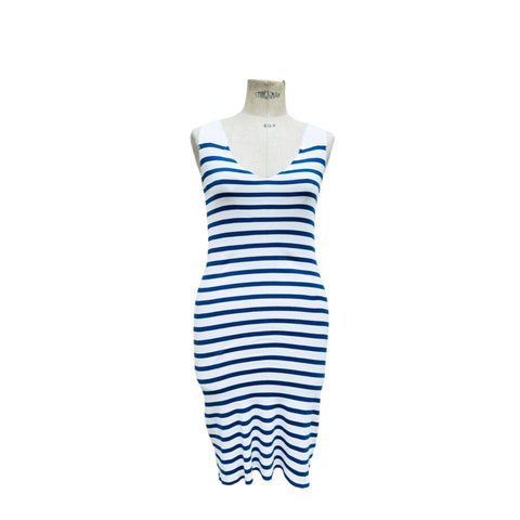 Vintage Striped Blue White Dress