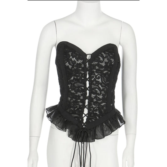 FW 1984 Black Lace Corset Bustier