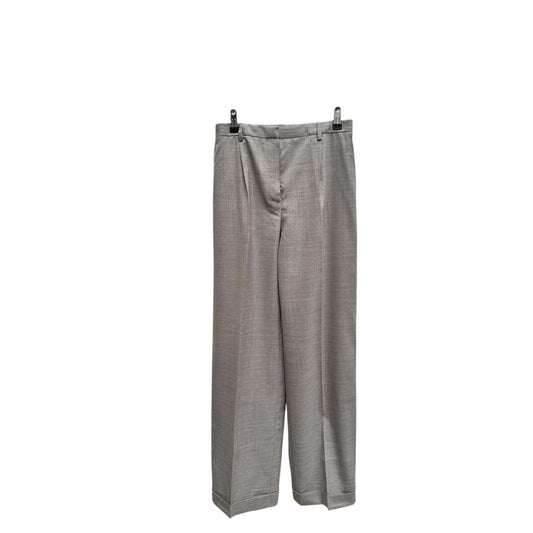 Grey Wool Wide-Leg Trousers