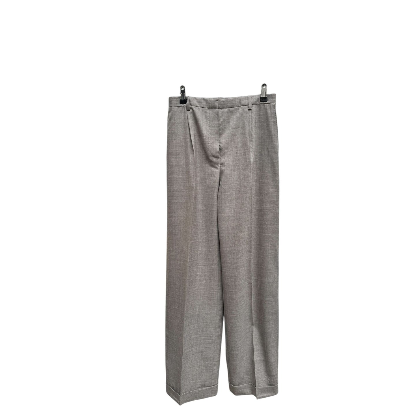 Grey Wool Wide-Leg Trousers