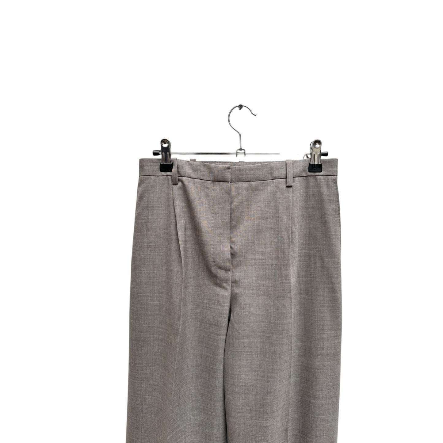 Grey Wool Wide-Leg Trousers