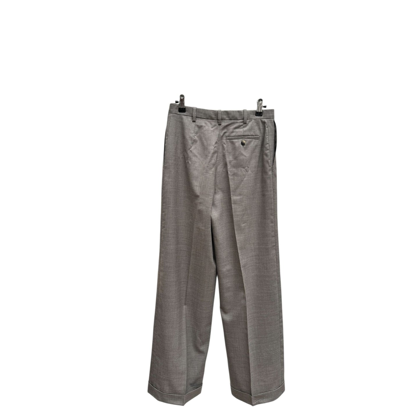 Grey Wool Wide-Leg Trousers