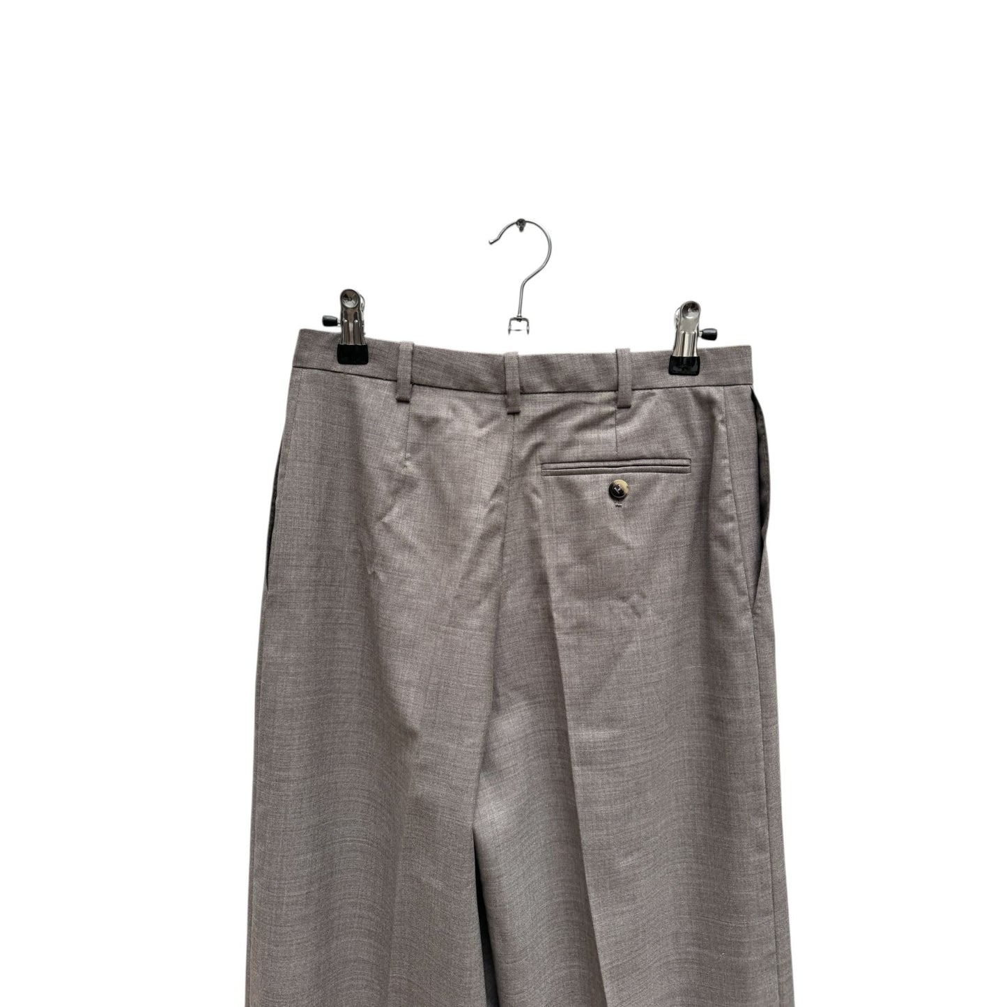 Grey Wool Wide-Leg Trousers