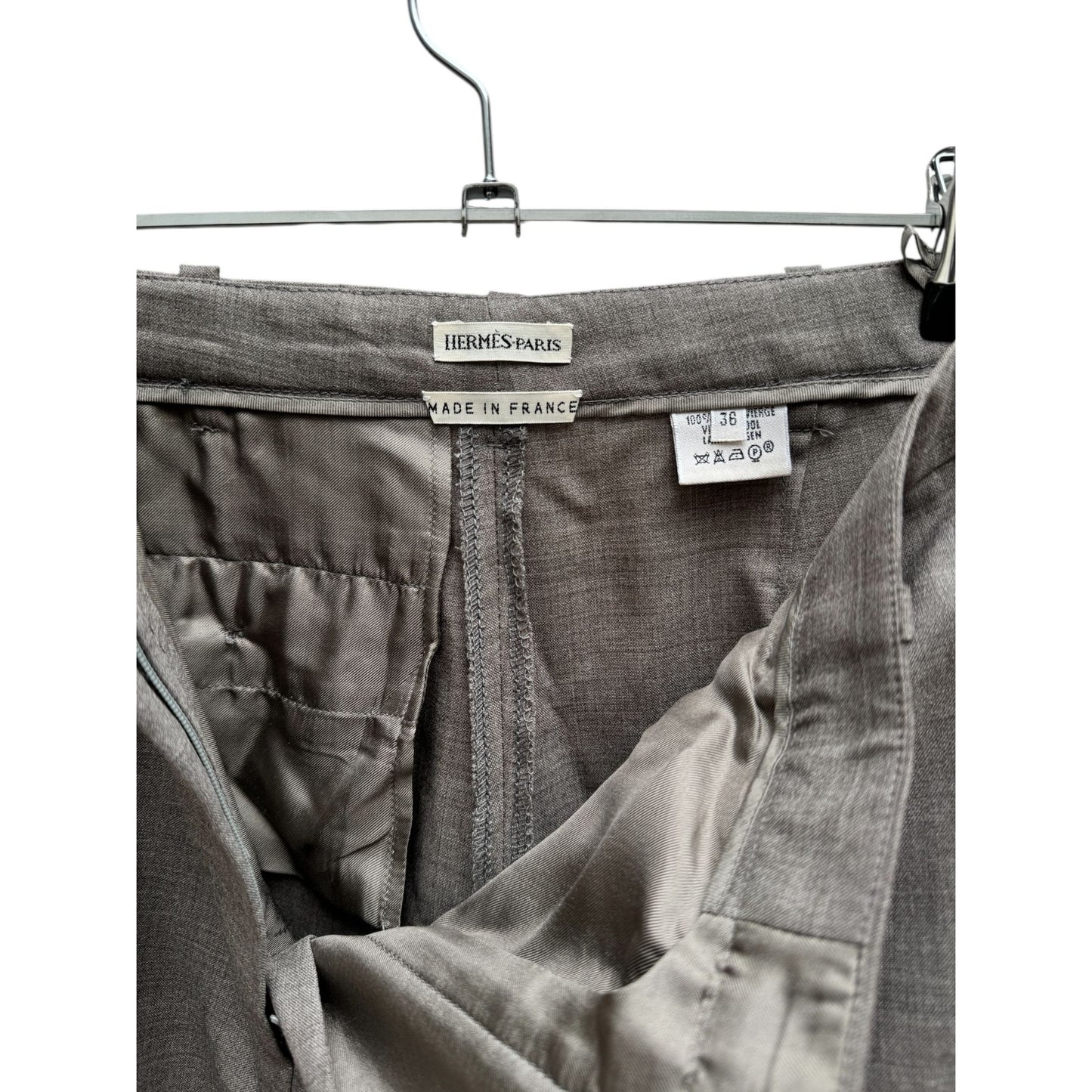 Grey Wool Wide-Leg Trousers
