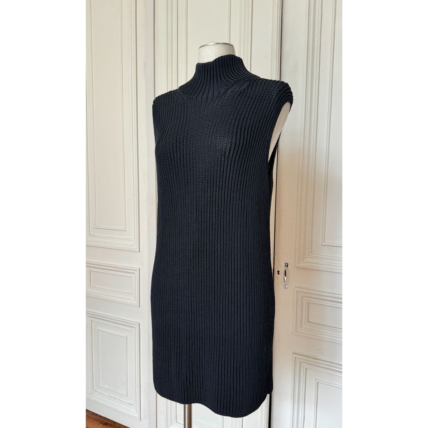 Navy Knitted Sleeveless Dress 