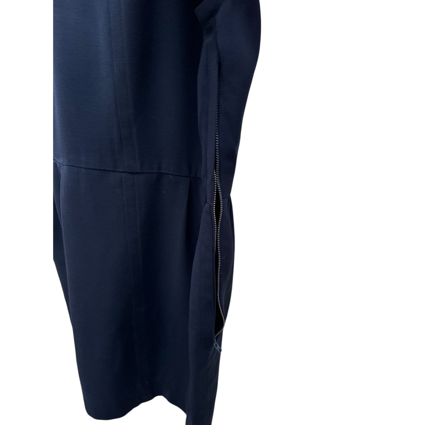 1970s Sleeveless Navy Wool Dress