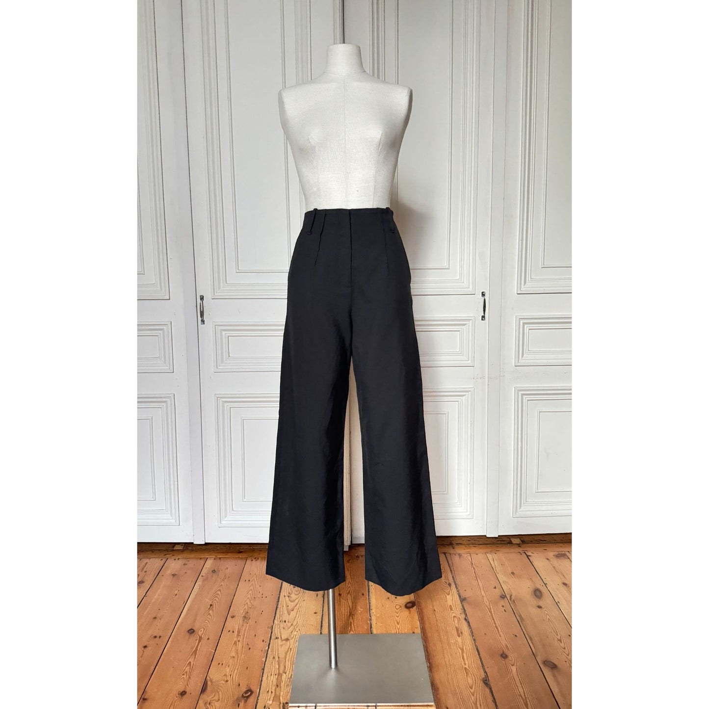 FW 2013 High Waist Black Wool Pants Size IT 42