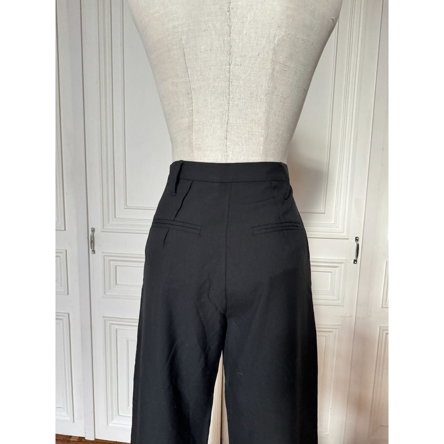 FW 2013 High Waist Black Wool Pants Size IT 42
